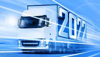 A tractor trailer with 2022 on the side